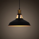 12.2 Inch Wide Satin Bronze Finish Warehouse Pendant Light with Inner White Outer Black Shade