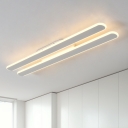 20/36/56W Warm White Light Modern Decorative Led Linear Fixture Acrylic Double Linear Flush Light Can be Install on Ceiling and Wall Suitable for Hallway Cloakroom Bathroom Kitchen