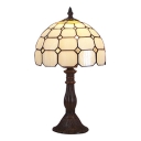 Simple Tiffany Dome Shade Table Lamp with White Art Glass