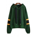 New Arrival Contrast Striped Long Sleeve Casual Hoodie