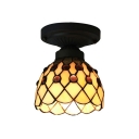 6 Inch Mini Semi Flush Mount Ceiling Light in Tiffany Stained Glass Style