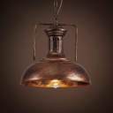 Industrial Style One Light Metal Dome Shade Ceiling Pendant Light in Rust Finish