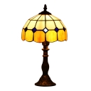 Dome Shade Table Lamp with Yellow/Blue Glass Shade in Tiffany Style