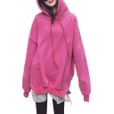 Bear's Ear Hood Layered Patchwork Hem Long Sleeve Tunic Hoodie