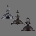 Vintage Industrial Style 18'' Wide Dome Shade Hanging Light Fixture with Water Pipe Handle 3 Colors for Choice