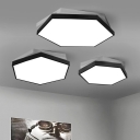 Black Finish Modern Geometrical Lighting LED 2-tier Hexagon Led Ceiling Light 24/36W, Low Wattage Energy Saving Led Direct Indirect Lighting Suitable for Bedroom Living Room Bathroom Entryway Office