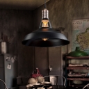 Vintage Black Barn Shade Simple Pendant Light with Old Nickel Finish Lamp Socket for Buffet Restaurant