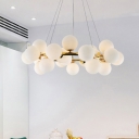 Post Modern Ball Hanging Lamp Height Adjustable Decorative Frosted Glass Sphere LED Chandelier