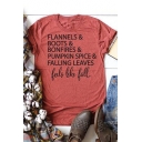 FLANNELS Letter Print Round Neck Short Sleeve Casual Tee