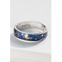 Cool Moon Galaxy Pattern Open Front Ring for Woman
