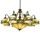 Lodge Style Elk Pattern Square Shade Chandelier with 8 Mermaid Resin Arms