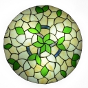 Green Flower&Leaf Pattern Tiffany Ceiling Light Fixture with 11.81