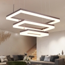 Modern Adjustable Lighting Frosted LED Rectangular Chandelier LED Chandelier Lamp for Living Room