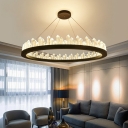 Ultra Modern LED Chandelier in Black/Gold Height Adjustable 4 Sizes for