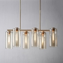 Gild 6 Light LED Hanging Light High Brightness Led Ambinet Cylinder Glass Shade LED Chandeliers for Dining Kitchen Restaurant