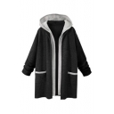 Winter's New Stylish Long Sleeve Two-Tone Patchwork Cardigan Coat