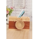 Vintage Camera Shape Wooden Pencil Container