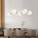 Elegant and Charm Frosted Glass Shade Chandelier Multi Light Gild Geometric Drop Light  for Dining Bar Counter Restaurant