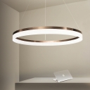 Shabby Chic Chandelier Brushed Aluminum Brown 1 Tier/2 Tier/3 Tier 22/55W LED Ring Pendant Light with Opal Diffused Shade