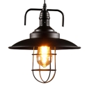 Loft Single-Bulb Pendant Indoor Lighting Fixture with Saucer Shade, Black