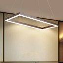 LED Chandelier 18/45/81W Aluminum Multi Light Rectangular LED Hanging Light in Brown for
