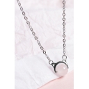 Cute Cat Pattern Crystal Detail Sliver Chain Necklace