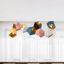 Colorful Chandeliers Post modern 8 Light Geometric LED Chandeliers in Metal Shade for Kids Room Restaurant Cord Adjustable