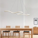 Decorative Chandeliers White LED Linear Pendant Light Ambinet LED Warm White 47.24 Inch Long Curved Chandelier for Dining Kitchen