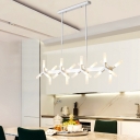 LED Accent Light Home Decoration LED Frosted Linear Chandelier 18 Light/24 Light Metal Windmill LED Chandelier in White for Dining Table Clothes Stores Foyer