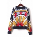 Geometric Pentagram Round Neck Long Sleeve Pullover Sweater