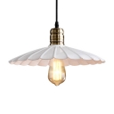 9.84/11.81/13.77/15.74 Inches Width Indoor White Single Light Down Lighting LED Pendant with Scalloped Metal Shade