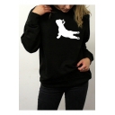 French Bulldog Pattern Crewneck Long Sleeve Casual Leisure Pullover Sweatshirt