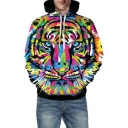 3D Drawing Tiger Print Long Sleeve Loose Unisex Hoodie