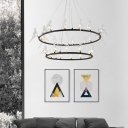 Exclusive Post Modern Style Best Lighting for Home Round LED Chandelier with Birds Decoration 19.69