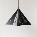 Industrial Style for Restaurant Single Light Hanging Pendant with Conical Shade Cutout Pattern, Black