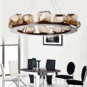 Indoor Decorative Lights Smoke Glass Post Modern Multi Light Round Crystal Chandeliers in Brown