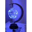 Apple Shape Lamp Pendant Blue Light Battery Powered Moon Rattan Desktop Night Light