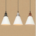 Industrial Single-Light Pendant with 7.08 Inch Width White Cone Shade, in Black/Chrome/Rust