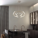 Dining Kitchen Low Profile Chandeliers Chrome Curved LED Pendant Light 23.62