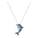 Elegant Dolphin Pendant Pattern Diamante Chain Necklace