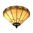 Green Diamond Pattern 12 Inch Flush Mount Ceiling Light in Tiffany Stained Glass Style