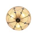 Green Leaves Pattern Shallow Bowl Shade Ceiling Light 16