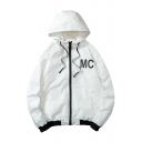 Letter MC Printed Hooded Long Sleeve Zip Up Jacket for Juniors