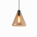 Industrial Ceiling Pendant Single Light with Cone Shade Glass for Dining Room Foyer