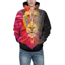 Unique Magic 3D Tiger Ombre Geometric Printed Long Sleeve Leisure Hoodie