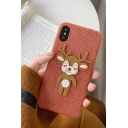 Unique Cute Cartoon Deer Printed Corduroy Phone Case for iPhone
