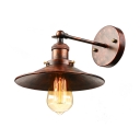 Mottled Copper 1 Light Barn LED Wall Sconce with Metal Plate Shade