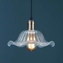 Restoration Style Ceiling Pendant 1 Lt with Clear Glass Floral Shaped Industrial for Cafe Restaurant