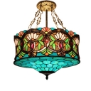 18-Inch Wide 3-Light Tiffany Ceiling Light with Splendid Baroque Pattern Glass Shade
