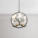 Designers Lighting Post Modern 14 Inch Wide Ring LED Pendant Lights with Birds Decoration 9 Light Heracelum II Chandeliers in Black/Gold